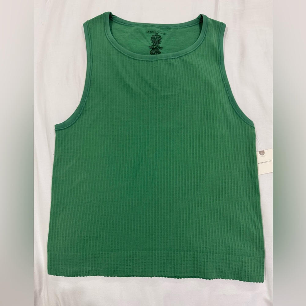 Anthropologie Green Ribbed Tank Top